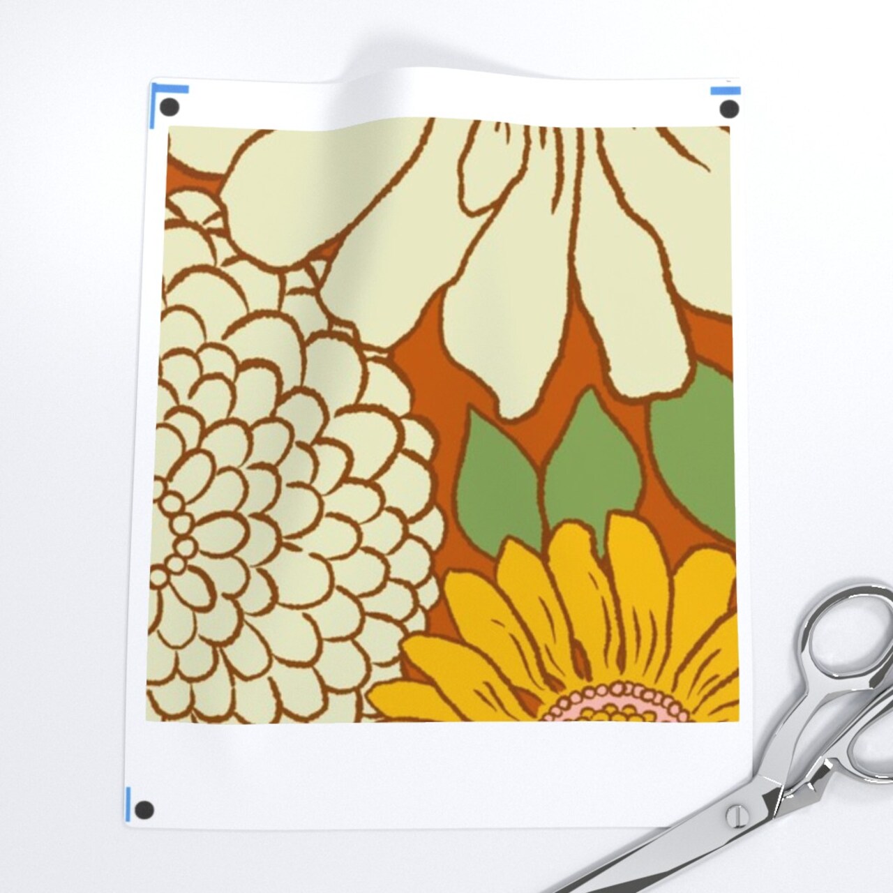 Retro 1970S Floral Vintage Style Nostalgia Pink Orange Yellow Bohemian Retro Groovy Flowers Vintage Mod Flower Power Large Scale Custom Printed Fabric by Spoonflower Various Fabrics by the Yard or Fat Quarter